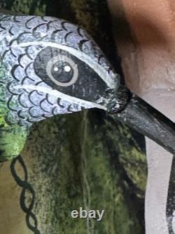 BORUCA MASK Hand Carved Wood Signed Birds And Frogs Read Discription Damage