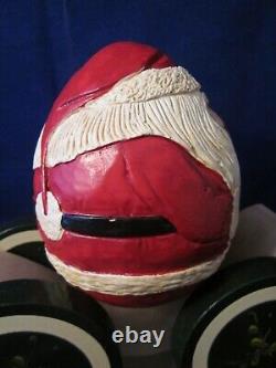 BRIERE Folk Art Pull Toy 1990 Santa Claus Egg Ball & 1992 Cart / Cradle #304