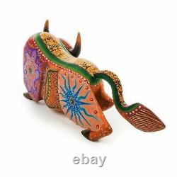 BROWN BULL Oaxacan Alebrije Wood Carving Mexican Art Animal Sculpture Painting