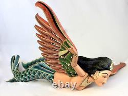 Bali Winged Flying Mermaid Mobile Spiritchaser Carved wood Balinese art 37