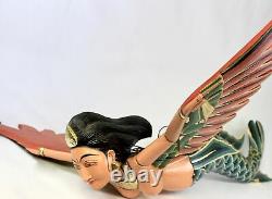 Bali Winged Flying Mermaid Mobile Spiritchaser Carved wood Balinese art 37