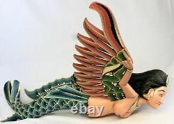 Bali Winged Flying Mermaid Mobile Spiritchaser Carved wood Balinese art 37