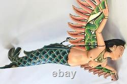 Bali Winged Flying Mermaid Mobile Spiritchaser Carved wood Balinese art 37