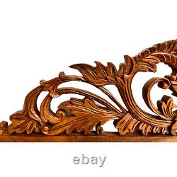 Balinese Sacred Lotus Wall Art Relief architectural Panel Hand Carved Wood Decor
