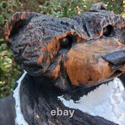 Bear In A Wash Tub Chansaw Carving Fat Bear Cub Funny Cartoon Folk Art Pine