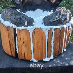 Bear In A Wash Tub Chansaw Carving Fat Bear Cub Funny Cartoon Folk Art Pine