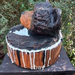 Bear In A Wash Tub Chansaw Carving Fat Bear Cub Funny Cartoon Folk Art Pine