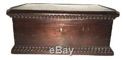 Beautiful 19th C American Walnut Folk Art Dovetail Document Box Hand Carved