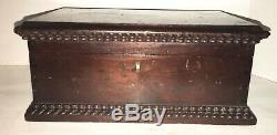 Beautiful 19th C American Walnut Folk Art Dovetail Document Box Hand Carved