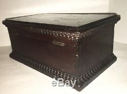 Beautiful 19th C American Walnut Folk Art Dovetail Document Box Hand Carved