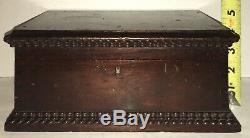 Beautiful 19th C American Walnut Folk Art Dovetail Document Box Hand Carved