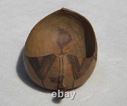 Beautiful 20th Century Folk Art Hand Carved Canoe Shaped Wooden Bowl