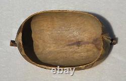 Beautiful 20th Century Folk Art Hand Carved Canoe Shaped Wooden Bowl