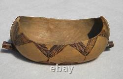 Beautiful 20th Century Folk Art Hand Carved Canoe Shaped Wooden Bowl