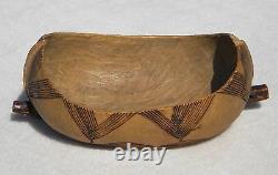 Beautiful 20th Century Folk Art Hand Carved Canoe Shaped Wooden Bowl