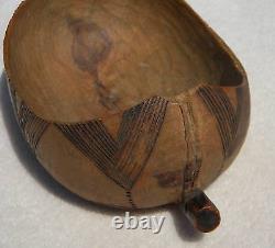 Beautiful 20th Century Folk Art Hand Carved Canoe Shaped Wooden Bowl