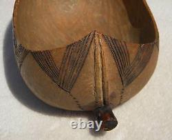 Beautiful 20th Century Folk Art Hand Carved Canoe Shaped Wooden Bowl