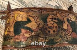 Beautiful Antique Swedish Folk Art Carved/Painted Brides Tina Box Dragons