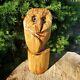 Beautiful Black Locust Wood Chainsaw Carved Owl Folk Art Ooak