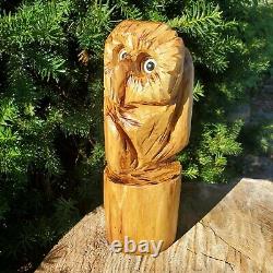 Beautiful Black Locust Wood Chainsaw Carved Owl Folk Art OOAK