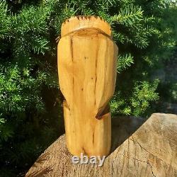 Beautiful Black Locust Wood Chainsaw Carved Owl Folk Art OOAK