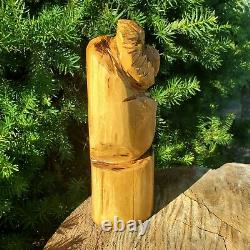 Beautiful Black Locust Wood Chainsaw Carved Owl Folk Art OOAK