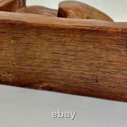 Beautiful Vintage Hand Carved Lion Folk Art Large 18 Wood Mahogany Sculpture