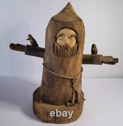 Ben Ortega St Francis Carved Wood Folk Art Figurine New Mexico 10 inch lot A