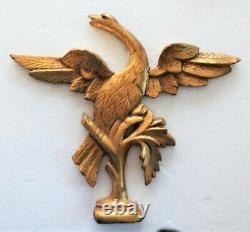 Big Antique 12 Gold Gilt Carved Wood Eagle Folk Art Country Finial Primitive