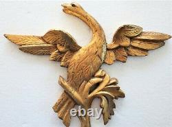 Big Antique 12 Gold Gilt Carved Wood Eagle Folk Art Country Finial Primitive