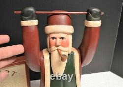 Big Hand Carved Wood Jointed Santa withPipe by Famed Folk Artist Mark Glandon 17