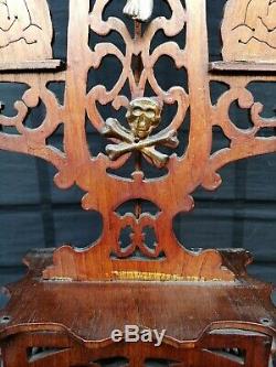 Big Set Antique Tramp Carved Wood Folk Art Crucifix Angels Jesus Candle Holder