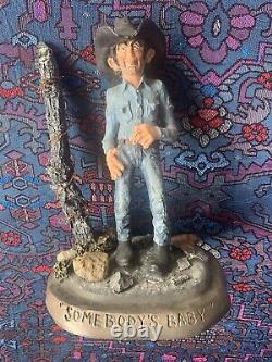 Bill Plunkett Somebody's Baby Smoking Sculpture Figurine Western Cowboy Folk Art