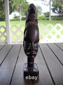 Black History Month 1970's Haitian / African Woman Hand Carved Wooden Bust