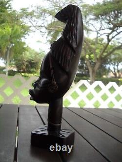 Black History Month 1970's Haitian / African Woman Hand Carved Wooden Bust