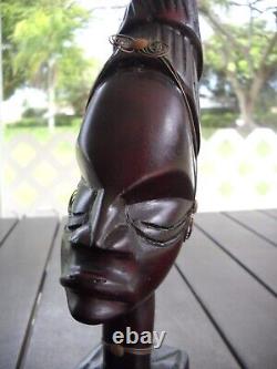 Black History Month 1970's Haitian / African Woman Hand Carved Wooden Bust