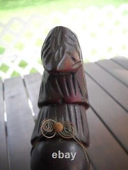 Black History Month 1970's Haitian / African Woman Hand Carved Wooden Bust