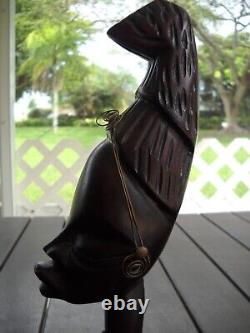 Black History Month 1970's Haitian / African Woman Hand Carved Wooden Bust