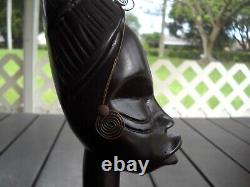 Black History Month 1970's Haitian / African Woman Hand Carved Wooden Bust