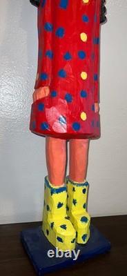 Bradford Naugler Signed Folk Art Sculpture b. 1948 Large Painted Wood Figure Rare