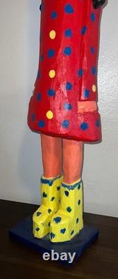 Bradford Naugler Signed Folk Art Sculpture b. 1948 Large Painted Wood Figure Rare