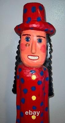 Bradford Naugler Signed Folk Art Sculpture b. 1948 Large Painted Wood Figure Rare