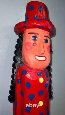 Bradford Naugler Signed Folk Art Sculpture b. 1948 Large Painted Wood Figure Rare