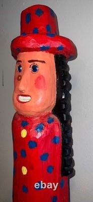 Bradford Naugler Signed Folk Art Sculpture b. 1948 Large Painted Wood Figure Rare
