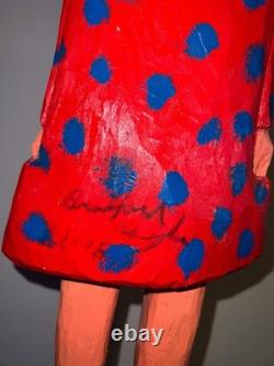 Bradford Naugler Signed Folk Art Sculpture b. 1948 Large Painted Wood Figure Rare