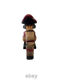 British Red Coat Revolutionary Soldier Horse Hand Carved Wooden Folk Art 3 Piece