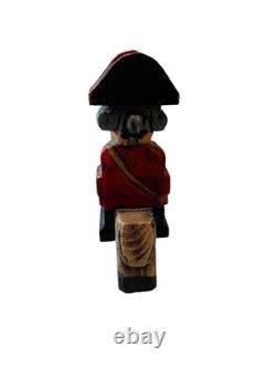 British Red Coat Revolutionary Soldier Horse Hand Carved Wooden Folk Art 3 Piece