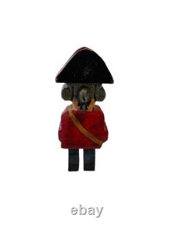 British Red Coat Revolutionary Soldier Horse Hand Carved Wooden Folk Art 3 Piece