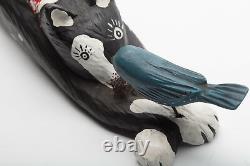 Bruce W Murphy Cat with Bird 1992 Wood Carving