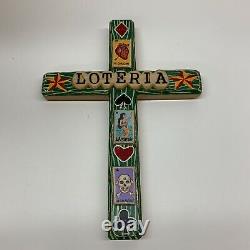 Bryan Cunningham LOTERIA Hand-Carved Painted Cross 2014 Contemporary Folk Art